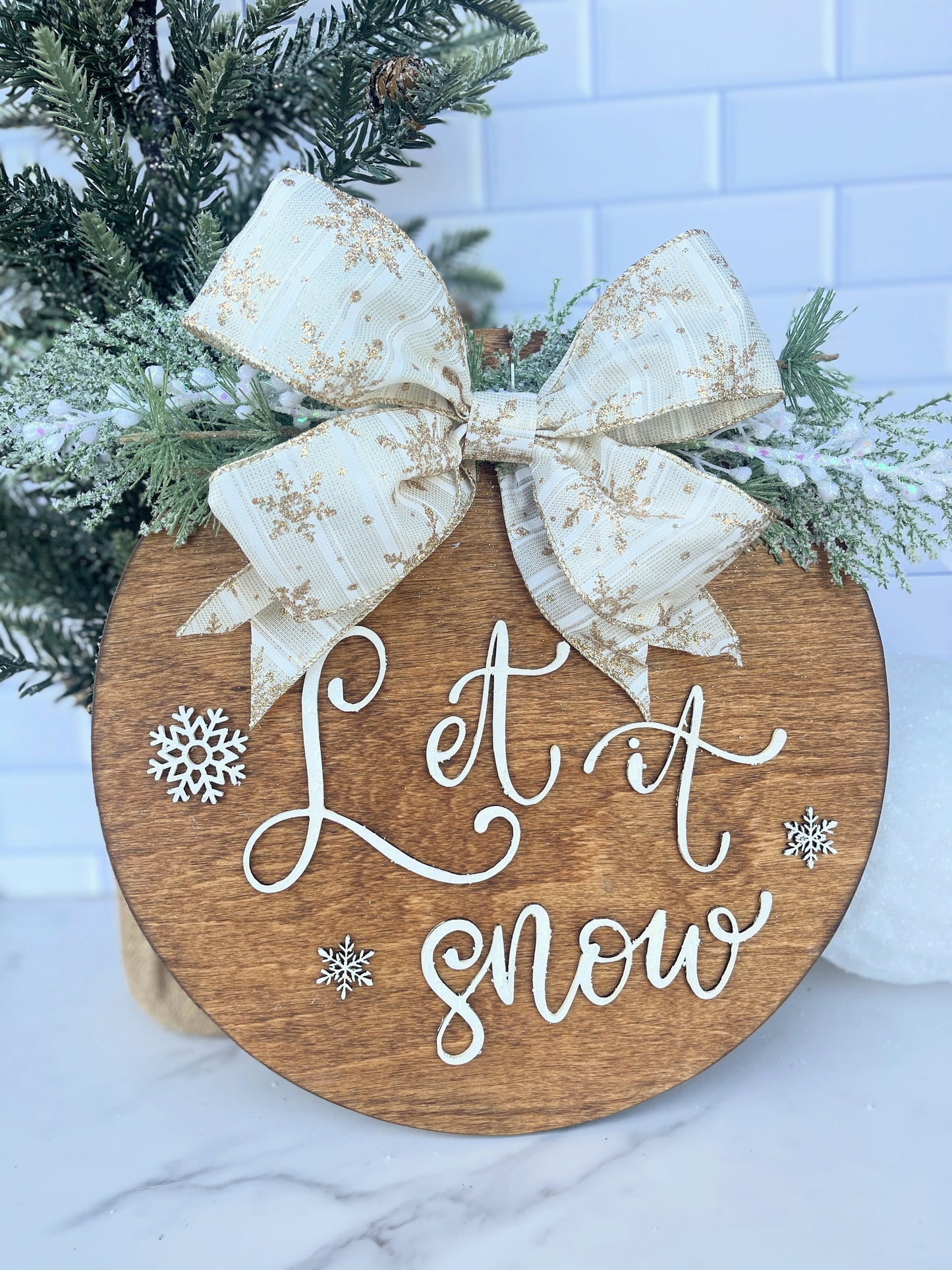 Let it Snow Wooden Door Hanger