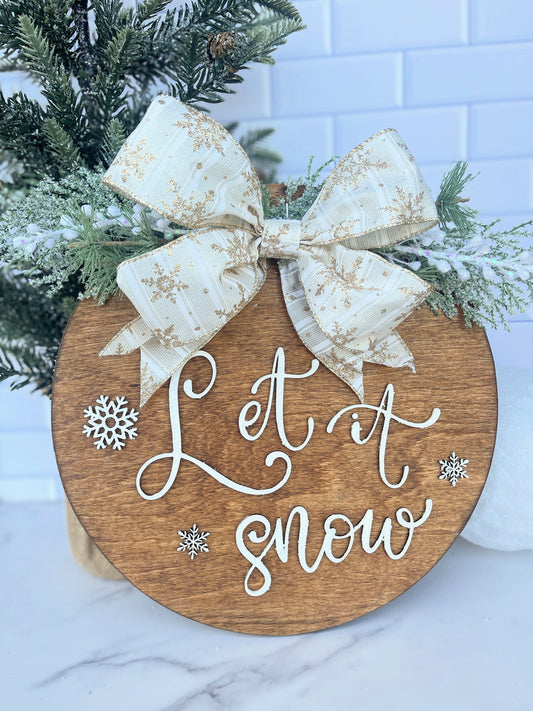 Let it Snow Wooden Door Hanger