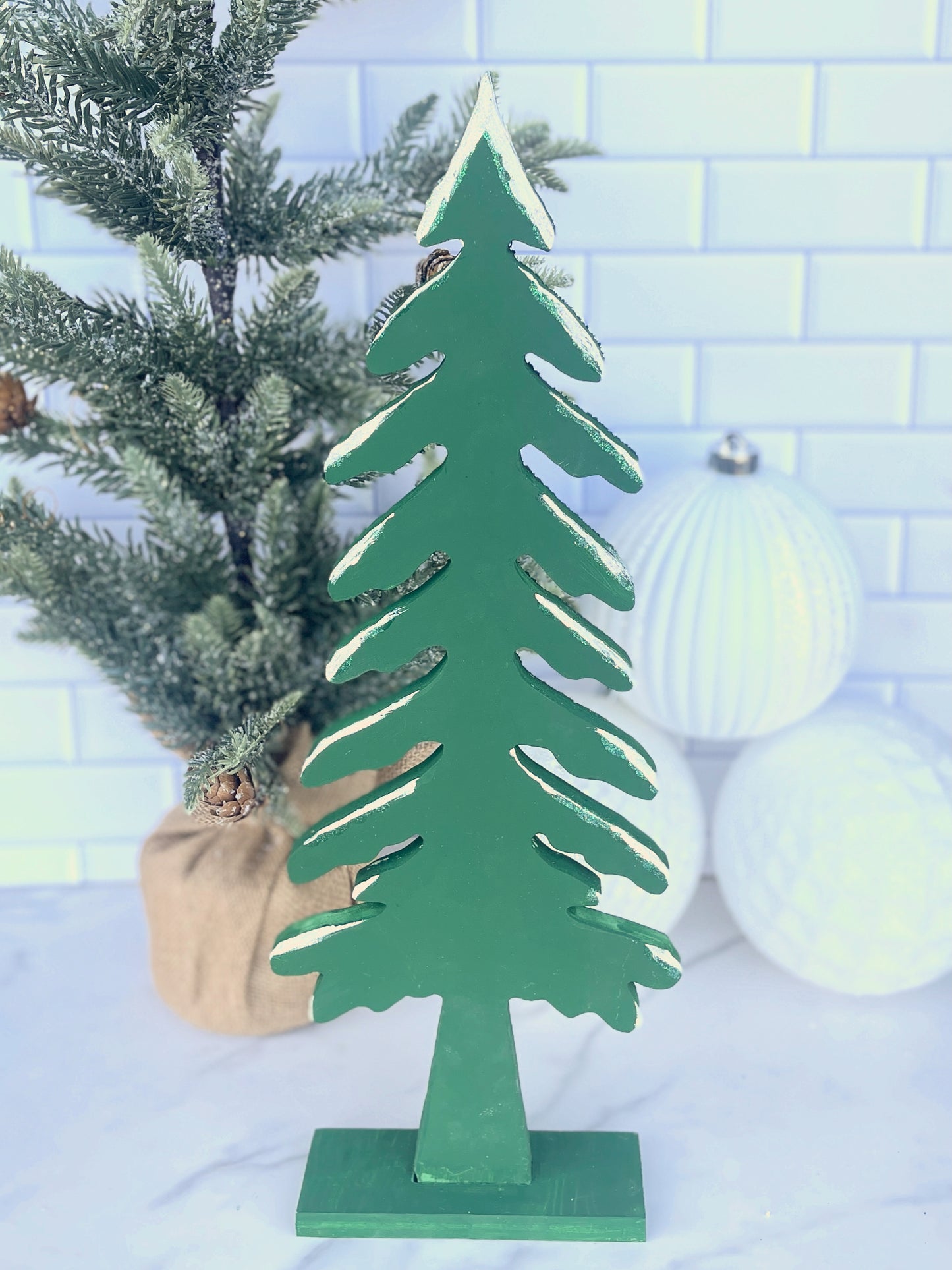 Wooden Christmas Tree Shelf Sitter Mantle Decor