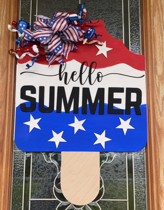 Hello Summer Popsicle Stick Door Hanger
